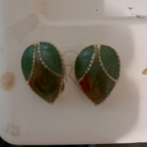 VINTAGE Swirled ENAMEL Earrings PIERCED Free Gold Gift Box While Last!